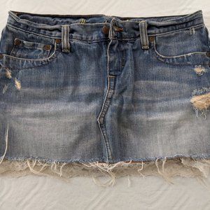 Abercrombie & Fitch Lace-Trimmed Denim Skirt